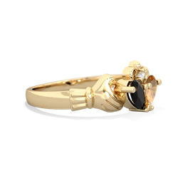 Onyx 'Our Heart' Claddagh 14K Yellow Gold ring R2388