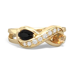 Onyx Diamond Infinity 14K Yellow Gold ring R5390