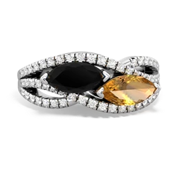 Onyx Diamond Rivers 14K White Gold ring R3070