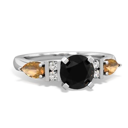 Onyx 6Mm Round Eternal Embrace Engagement 14K White Gold ring R2005