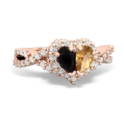 Onyx Diamond Twist 'One Heart' 14K Rose Gold ring R2640HRT