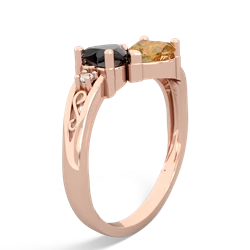 Onyx Snuggling Hearts 14K Rose Gold ring R2178