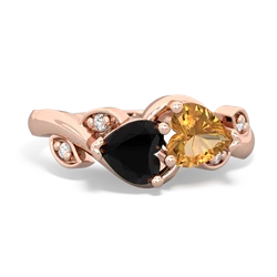 Onyx Floral Elegance 14K Rose Gold ring R5790