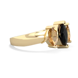 Onyx Three Peeks 14K Yellow Gold ring R2433