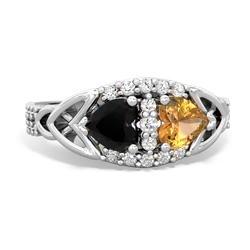 Onyx Sparkling Celtic Knot 14K White Gold ring R2645