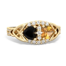 Onyx Sparkling Celtic Knot 14K Yellow Gold ring R2645