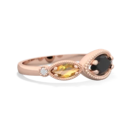 Onyx Milgrain Marquise 14K Rose Gold ring R5700