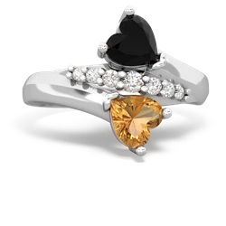 Onyx Heart To Heart 14K White Gold ring R2064