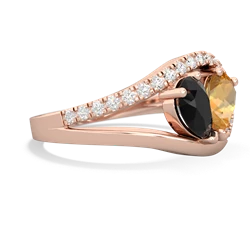 Onyx Nestled Heart Keepsake 14K Rose Gold ring R5650