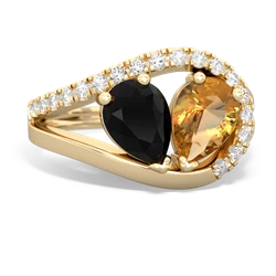 Onyx Nestled Heart Keepsake 14K Yellow Gold ring R5650