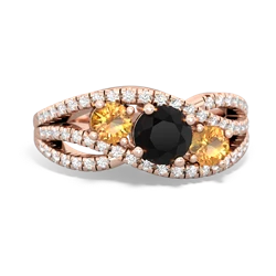 Onyx Three Stone Aurora 14K Rose Gold ring R3080