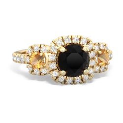 Onyx Regal Halo 14K Yellow Gold ring R5350