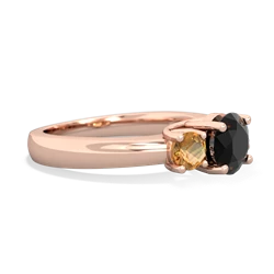 Onyx Three Stone Round Trellis 14K Rose Gold ring R4018