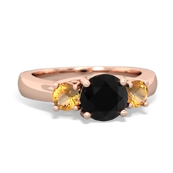 Onyx Three Stone Round Trellis 14K Rose Gold ring R4018