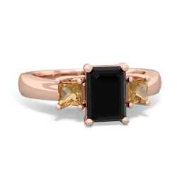 Onyx Three Stone Emerald-Cut Trellis 14K Rose Gold ring R4021