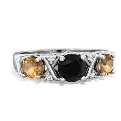 Onyx Hugs And Kisses 14K White Gold ring R5016