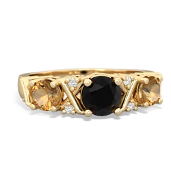 Onyx Hugs And Kisses 14K Yellow Gold ring R5016