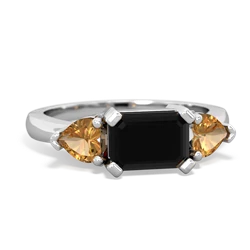 Onyx Three Stone 14K White Gold ring R5235