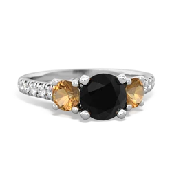 Onyx Pave Trellis 14K White Gold ring R5500