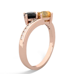 Onyx Channel Set Two Stone 14K Rose Gold ring R5303