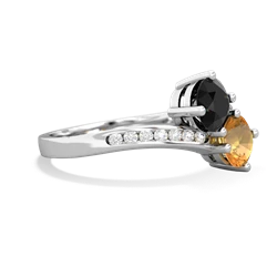 Onyx Channel Set Two Stone 14K White Gold ring R5303