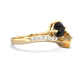 Onyx Channel Set Two Stone 14K Yellow Gold ring R5303