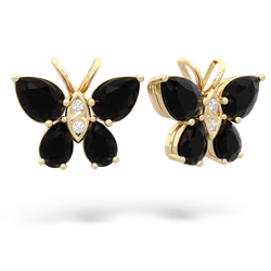 Onyx Butterfly 14K Yellow Gold earrings E2215