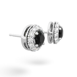 Onyx Diamond Halo 14K White Gold earrings E5370