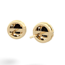 Onyx Diamond Halo 14K Yellow Gold earrings E5370
