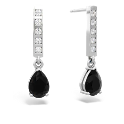 Onyx Art Deco Diamond Drop 14K White Gold earrings E5324