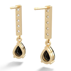 Onyx Art Deco Diamond Drop 14K Yellow Gold earrings E5324