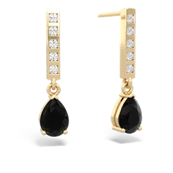 Onyx Art Deco Diamond Drop 14K Yellow Gold earrings E5324
