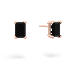 Onyx 6X4mm Emerald-Cut Stud 14K Rose Gold earrings E1855