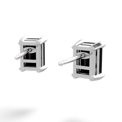 Onyx 7X5mm Emerald-Cut Stud 14K White Gold earrings E1856