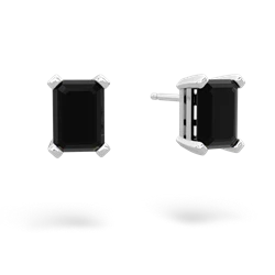 Onyx 7X5mm Emerald-Cut Stud 14K White Gold earrings E1856