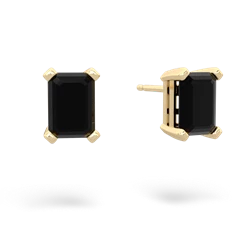 Onyx 7X5mm Emerald-Cut Stud 14K Yellow Gold earrings E1856