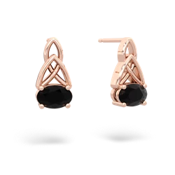 Onyx Celtic Trinity Knot 14K Rose Gold earrings E2389