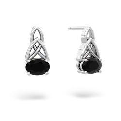 Onyx Celtic Trinity Knot 14K White Gold earrings E2389