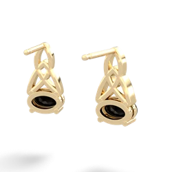 Onyx Celtic Trinity Knot 14K Yellow Gold earrings E2389