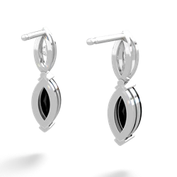 Onyx Marquise Drop 14K White Gold earrings E5333