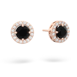 Onyx Halo 14K Rose Gold earrings E5320