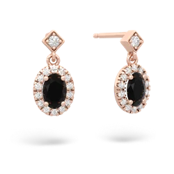 Onyx Antique-Style Halo 14K Rose Gold earrings E5720