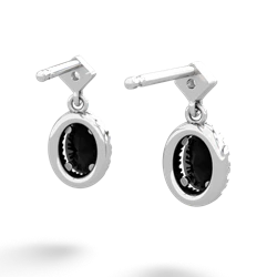 Onyx Antique-Style Halo 14K White Gold earrings E5720