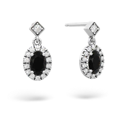 Onyx Antique-Style Halo 14K White Gold earrings E5720