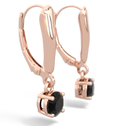 Onyx 5Mm Round Lever Back 14K Rose Gold earrings E2785