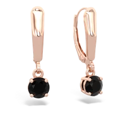 Onyx 5Mm Round Lever Back 14K Rose Gold earrings E2785