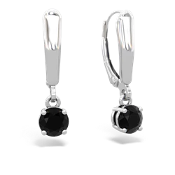 Onyx 5Mm Round Lever Back 14K White Gold earrings E2785