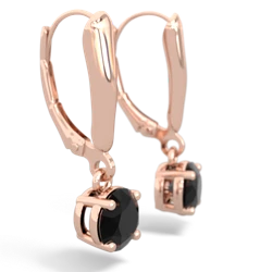 Onyx 6Mm  Round Lever Back 14K Rose Gold earrings E2786