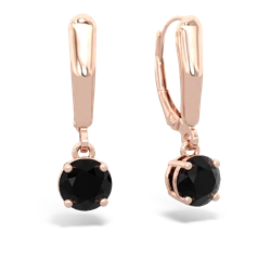 Onyx 6Mm  Round Lever Back 14K Rose Gold earrings E2786