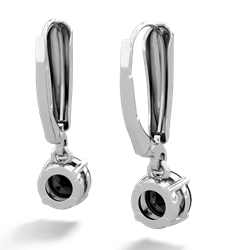 Onyx 6Mm  Round Lever Back 14K White Gold earrings E2786